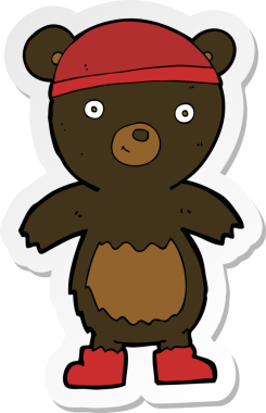 Bir insan tarafından çizilmiş şirin siyah bir ayının çıkartması.