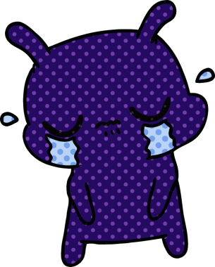 Bir insan tarafından çizilmiş sevimli üzgün uzaylı karikatürü.