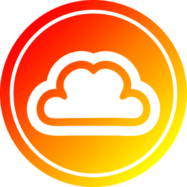 Bir insan tarafından çizilmiş sıcak eğimli basit bir bulut dairesel simgesi