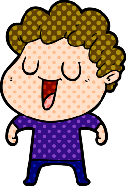 Bir insan tarafından çizilmiş gülen karikatür adam.