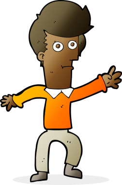 Bir insan tarafından çizilen çizgi film adamı.