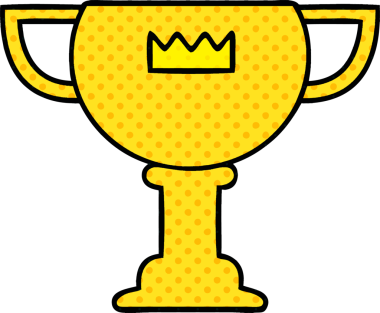 Bir insan tarafından çizilmiş altın bir kupanın karikatürü.