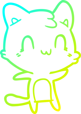 Bir insan tarafından çizilen mutlu çizgi bir kedinin soğuk gradyan çizimi