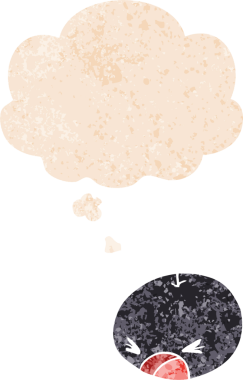 Homurdanan düşünce baloncuklu çizgi film örümceği bir insan tarafından çizilmiş dertli retro dokuma tarzı