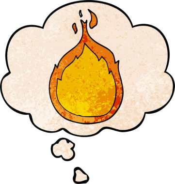 Düşünce baloncuklu çizgi film alevleri bir insan tarafından çizilmiş grunge desen tarzı.