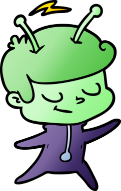 Bir insan tarafından çizilmiş dost canlısı çizgi film uzay adamı.