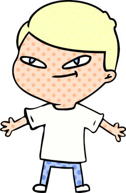 Bir insan tarafından çizilmiş çizgi film çocuğu.