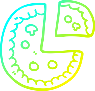 Bir insan tarafından çizilmiş soğuk gradyan pizza çizimi.