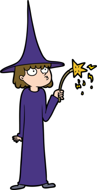 Bir insan tarafından çizilmiş çizgi film cadısı.