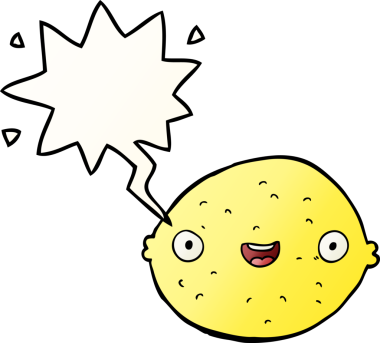 bir insan tarafından çizilmiş dil baloncuklu çizgi film limonu.