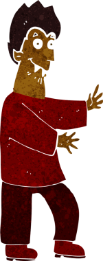 Bir insan tarafından çizilmiş vampir el sallayan çizgi filmi.