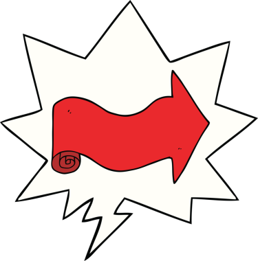 bir insan tarafından çizilmiş konuşma balonlu bir ok.