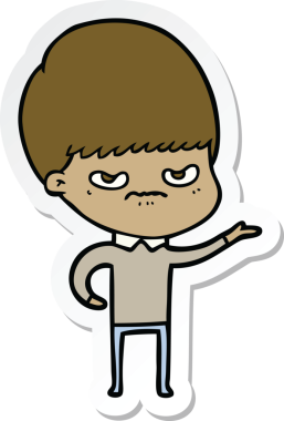 Bir insan tarafından çizilmiş kızgın bir çocuğun çıkartması.