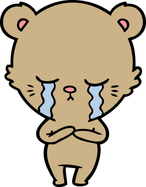 Bir insan tarafından çizilmiş ağlayan çizgi film ayısı.