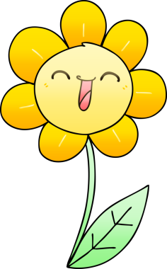 bir insan tarafından çizilmiş gölgeli, neşeli bir çiçek.