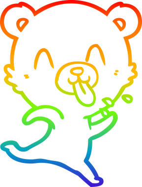 Gökkuşağının gradyan çizimi kaba bir karikatür kutup ayısının bir insan tarafından çizilmiş dili.