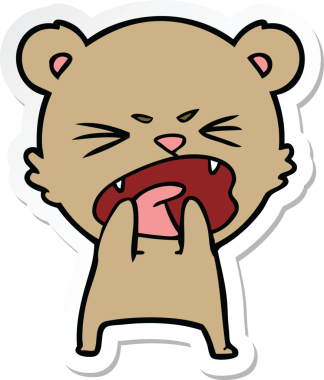 Bir insan tarafından çizilmiş aç bir çizgi film ayısının çıkartması.