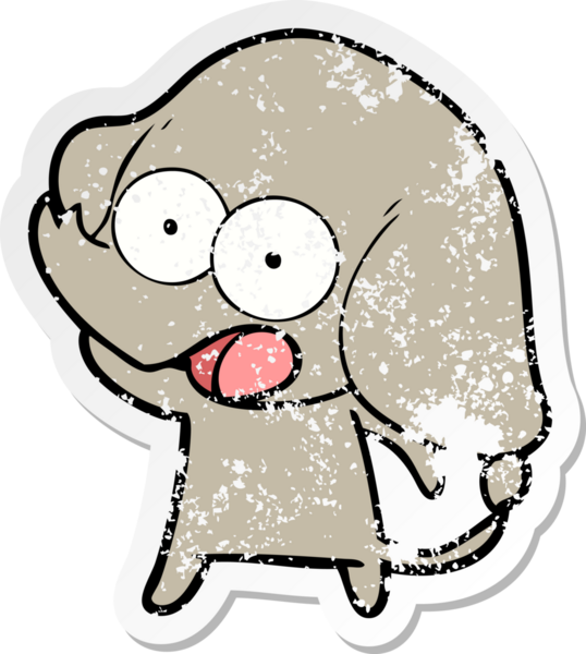 Bir insan tarafından çizilmiş şirin bir filin sıkıntılı çıkartması