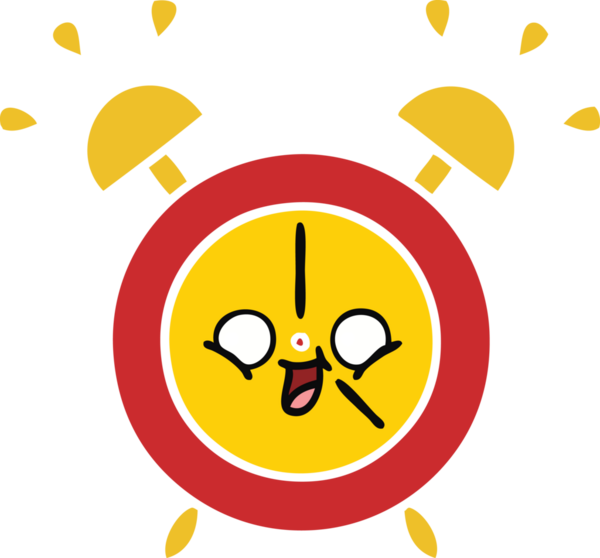 Bir insan tarafından çizilmiş alarm saatinin düz renk retro karikatürü