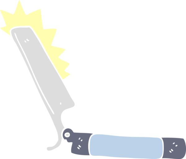 Bir insan tarafından çizilmiş düz renk çizgi film keskin jilet.