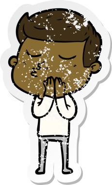 Bir insan tarafından çizilmiş karikatür mankeni adamın sıkıntılı çıkartması.