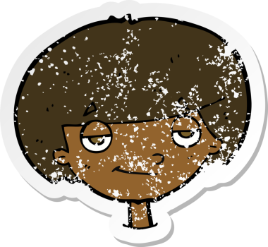 Bir insan tarafından çizilmiş kendini beğenmiş bir çizgi film karakterinin gerilimli yapıştırması.