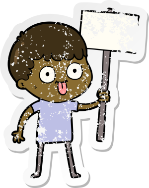 Bir insan tarafından çizilmiş karikatür adamın sıkıntılı çıkartması.