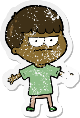 Bir insan tarafından çizilmiş kızgın bir adamın sıkıntılı çıkartması.