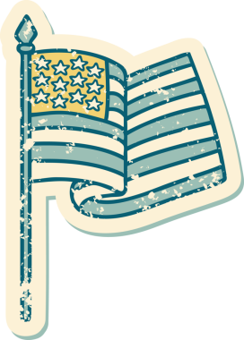 Bir insan tarafından çizilmiş Amerikan bayrağının sembolik dövmeli resmi.