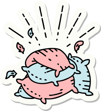 Bir insan tarafından çizilmiş dövme stili yastık yığını.