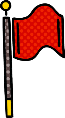 Bir insan tarafından çizilmiş kırmızı bayraklı çizgi roman tarzı