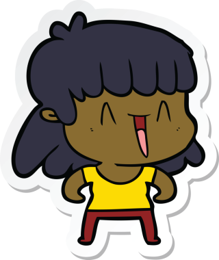 Bir insan tarafından çizilmiş bir karikatür kadının çıkartması.