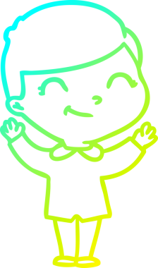 Bir insan tarafından çizilmiş gülümseyen çizgi film çocuğu çizimi.