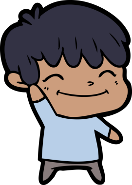 Bir insan tarafından çizilmiş mutlu çizgi film çocuğu.