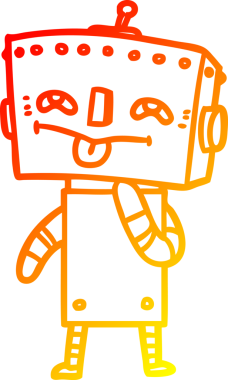 Bir insan tarafından çizilen çizgi film robotunun sıcak çizgi çizimi