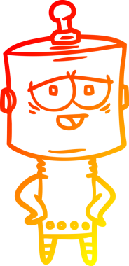 Bir insan tarafından çizilen çizgi film robotunun sıcak çizgi çizimi