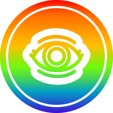 bir insan tarafından çizilmiş gökkuşağı gradyan göz dairesel simgesi