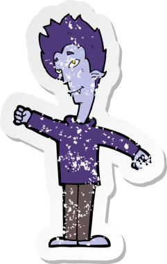 Bir insan tarafından çizilmiş vampir bir çizgi filmin gerilimli yapıştırması.