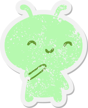 Bir insan tarafından çizilmiş küçük uzaylı grunge etiketi.