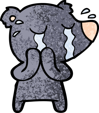 Bir insan tarafından çizilmiş ağlayan ayı karikatürü.