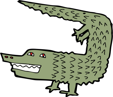 Bir insan tarafından çizilmiş timsah çizgi filmi.