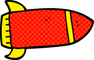 Bir insan tarafından çizilmiş kırmızı roket.