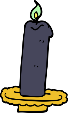 karikatür yanan cadılar bayramı mumu bir insan tarafından çizilmiş.