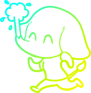 Bir insanın çizdiği suyu püskürten şirin bir filin soğuk eğimli çizgisi.