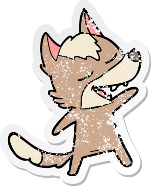 Bir insan tarafından çizilmiş bir karikatür kurdunun sıkıntılı çıkartması.