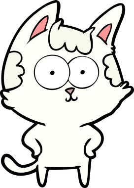 Bir insan tarafından çizilmiş mutlu çizgi film kedisi.