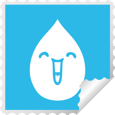 Bir insan tarafından çizilmiş kare soyulmuş tuhaf karikatür duygusal yağmur damlası