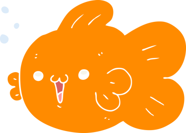 Bir insan tarafından çizilmiş düz renkli karikatür balığı