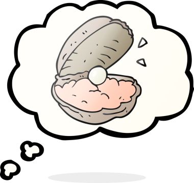 Bir insan tarafından çizilmiş incili serbest çizim baloncuk istiridyesi.