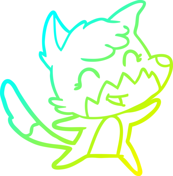 Bir insan tarafından çizilmiş mutlu bir tilkinin soğuk çizgi çizimi.